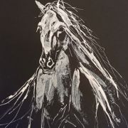Portret konia 17 - akryl, papier -34x24